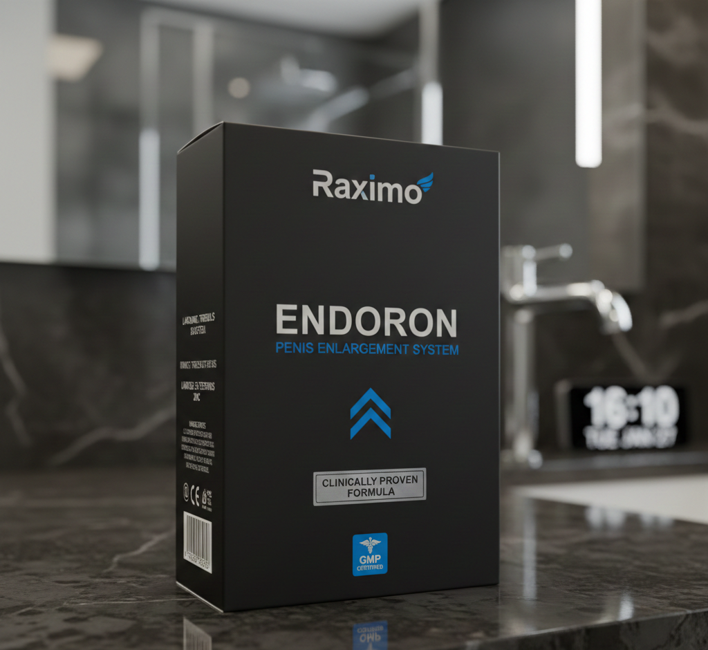 Endoron táplálék-kiegészítő kapszulák elegáns fehér palackban, modern minimalista címkével, professzionális termékfotó stúdió világításban, realisztikus stílus